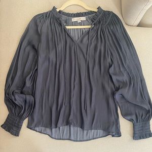 LOFT gray satin blouse